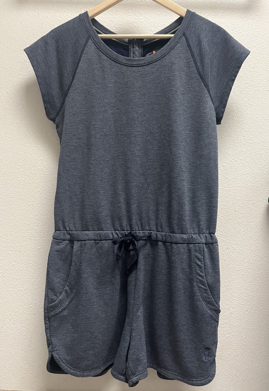 Smartwool Active Reset Romper Womens S Merino Wool Blend Blue Shorts One Piece